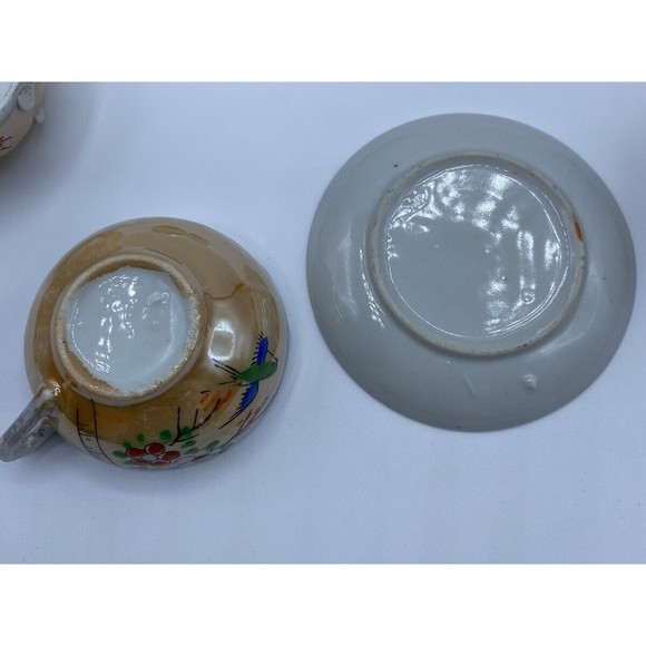 Japanese Teapot Tea Set Lusterware 18-pc Floral Hand-painted Children set AS IS - Picture 5 of 10